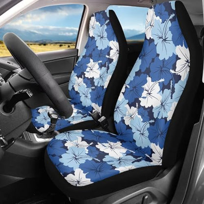 Blue Hibiscus Car Front Seat Covers Soft Car Seat Cover Universal Fit Most Cars,SUV, Trucks, Easy to Install Breathable Front Seats Cover Fashion Auto Interior Accessories - color: Blue Hibiscus