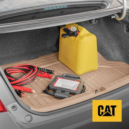 Cat® ToughLiner Heavy Duty Rubber Floor Mats & Cargo Trunk Liner for Car SUV Van Sedan, Beige - Trim to Fit, All Weather Deep Dish Automotive Floor Mat, Total Dirt Protection