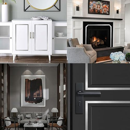 Silver Metalized Mirror-Like Finish Molding Trim, Peel and Stick Strip for Mirror Frame, Wall, Fireplace and Home DIY Decoration (32.8 ft x 1.6 inch) - size: 10m x 4cm