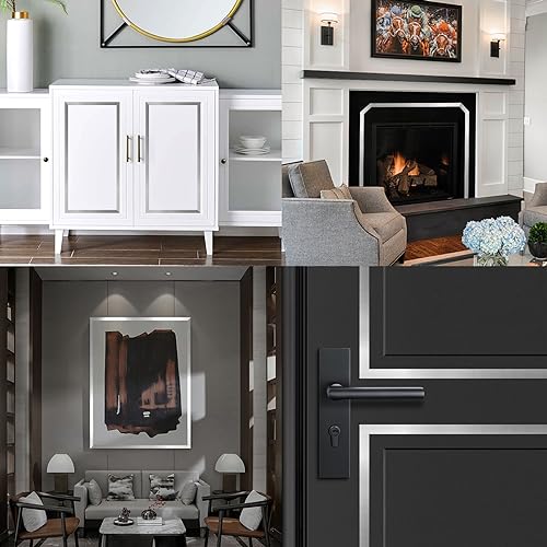 Silver Metalized Mirror-Like Finish Molding Trim, Peel and Stick Strip for Mirror Frame, Wall, Fireplace and Home DIY Decoration (32.8 ft x 0.4 inch) - size: 10m x 1cm