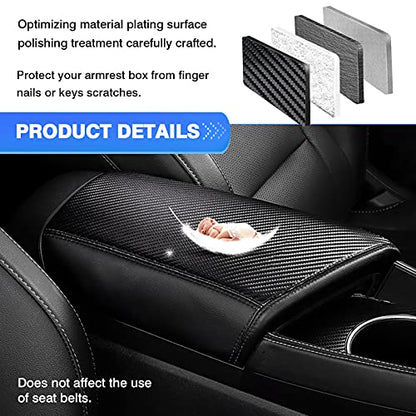 Autorder Center Console Cover for Hyundai Elantra 2021-2025 2026 Accessories Carbon Fiber Armrest Cover Anti-Scratch Leather Armrest Protector (Automatic Brake Only, Not for Handbrake) - size: Hyundai Elantra 2021-2026