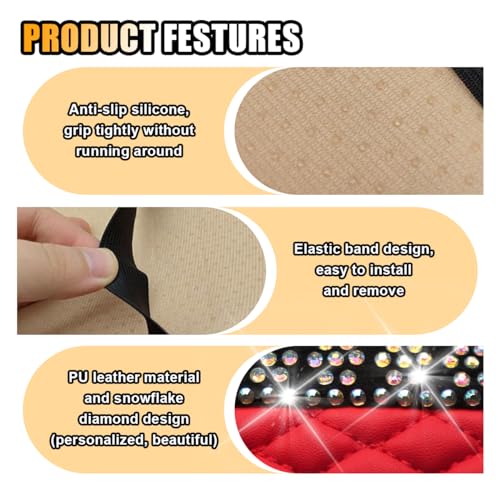 Bling Leather Car Armrest Seat Box Cover, Car Console Armrest Cover with Crystal Rhinestones, Anti-Scratch Waterproof Auto Center Console Protector Cushion Pad for Car SUV Truck (Red) - color: Red