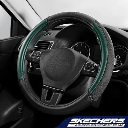 Skechers Air-Cooled Steering Wheel Cover,Leather Car Steering Wheel Cover Universal Fit 14" 1/2-15" Car Wheel Protector for Men Women Fit Suvs,Vans,Sedans,Car,Trucks,Green - color: Green