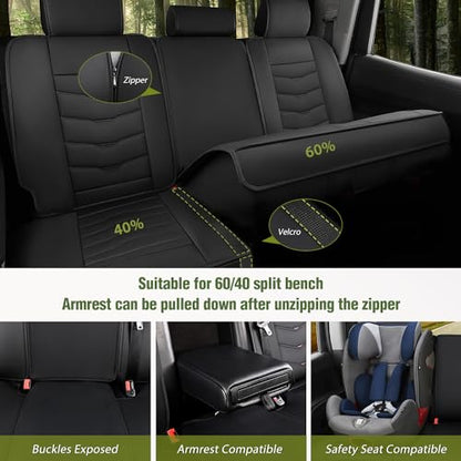 Nilight Car Seat Covers Custom Fit 2008-2024 Toyota Tundra Double CrewMax Cab Waterproof Faux Leather Cushion Full Set with Split Bench 60/40 for SR5 Limited Platinum 1794 Edition - color: Full Sets 5 Seat, style: Toyota Tundra 2008-2024