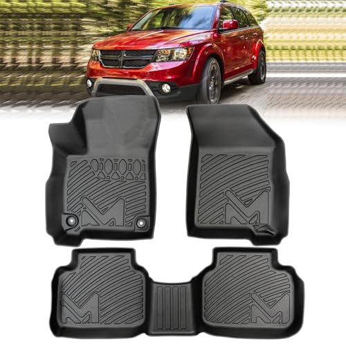 TPE Automotive Floor Mats Custom for 2011-2020 Dodge Journey, All Weather Cover Protection Waterproof Black Floor Liner Front & Rear Row Full Set Car Mats, 3PCS - size: 3PCS (2Row), style: For 2011-2020 | Dodge Journey | 1st & 2nd Row