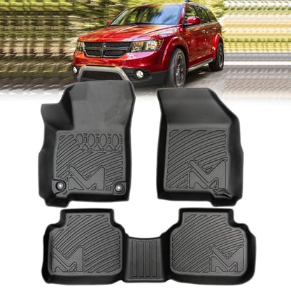 TPE Automotive Floor Mats Custom for 2011-2020 Dodge Journey, All Weather Cover Protection Waterproof Black Floor Liner Front & Rear Row Full Set Car Mats, 3PCS - size: 3PCS (2Row), style: For 2011-2020 | Dodge Journey | 1st & 2nd Row