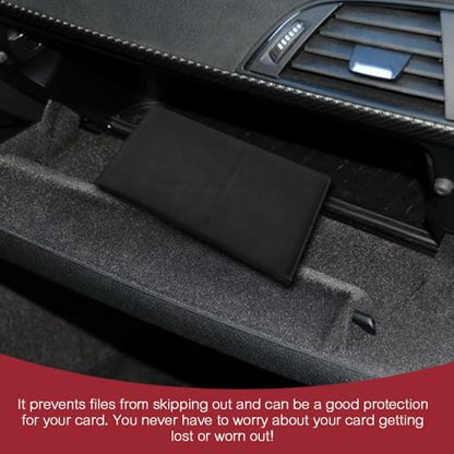 Car Registration and Insurance Holder, Registration and Insurance Card Holder, Auto Glove Box Organizer with Magnetic Shut, PU Leather Automobile Documents Wallet for Cards (Black) - color: Black
