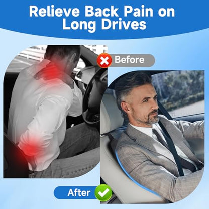 Teemour Lumbar Support Pillow for Car Seat, Memory Foam Back Support Pillow with Adjustable Straps, Medium Soft Car Back Cushion for Driving, Truck, SUV, Office Chair, Black - size: Lumbar