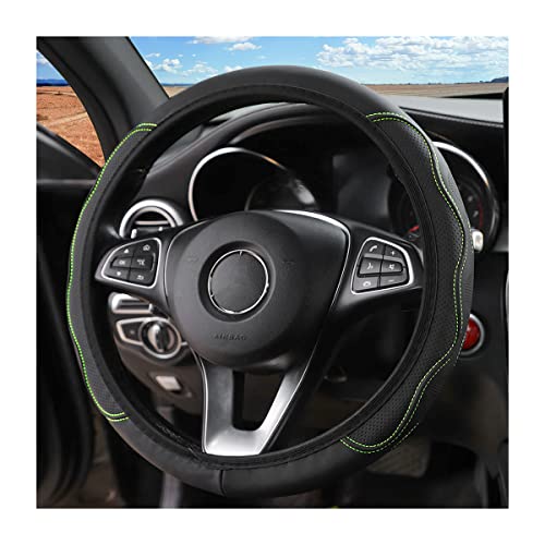 LoyaForba Car Steering Wheel Cover, Non-Slip Microfiber Leather Steering Wheel Cover, Breathable Vehicle Soft Handle Protector, Universal Automotive Interior Accessories for Women Men Girls (Green) - color: Green