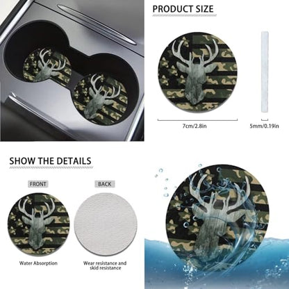 Horeset Camouflage Car Seat Cover Full Set of 11pcs with Headrest Protector Lanyards Key Chain Cup Pad Gear Shift Knob & Handbrake Sleeve Automotive Seat Cover American Flag Deer - color: Camouflage American Flag Deer