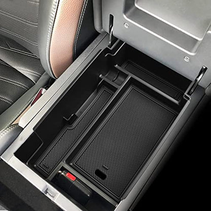 Center Console Organizer Tray Compatible with Nissan Pathfinder Accessories 2022 2023 2024 2025 2026 R53 Interior Secondary Armrest Storage Glove Box Divider ABS Material, Black Trim