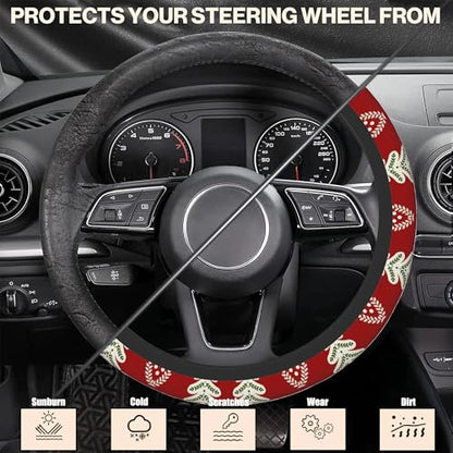 Christmas Tree Car Steering Wheel Cover, Non-Slip Absorbing Sweat Car Wheel Cover Accessories for Men Women,Universal 15" Fit Auto SUV Vans Trucks - color: Christmas Tree