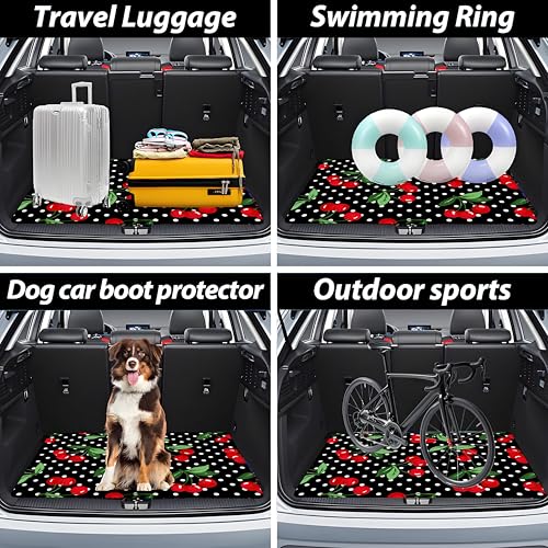 Universal Car Trunk Mat 29" x 39",Cherry Polka Dot Print All Weather Trunk Protection Cargo Liner, Durable Cargo Mat Rear Trunk Liner, Stylish Vehicle Interior Accessories Suitable for Most Car Models - color: Cherry Polka Dot