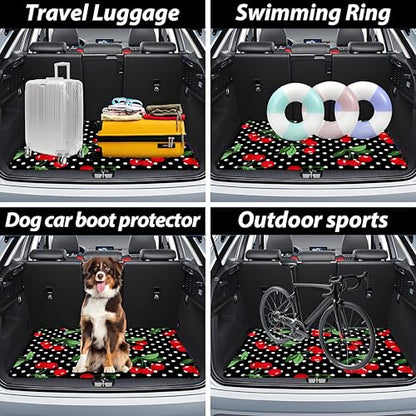 Universal Car Trunk Mat 29" x 39",Cherry Polka Dot Print All Weather Trunk Protection Cargo Liner, Durable Cargo Mat Rear Trunk Liner, Stylish Vehicle Interior Accessories Suitable for Most Car Models - color: Cherry Polka Dot