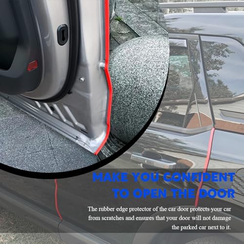 16.4Ft(5M) Car Door Edge Guards, Car Door Protector, U Shape Edge Trim Rubber Anti-Collision Seal Protector, No Glue Required Auto Entry Guard Seal Strips Fit for Trucks SUVs Sedans (Red)
