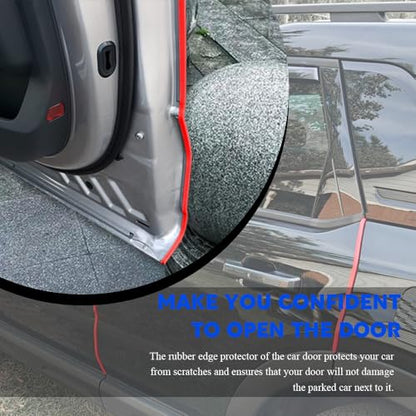 16.4Ft(5M) Car Door Edge Guards, Car Door Protector, U Shape Edge Trim Rubber Anti-Collision Seal Protector, No Glue Required Auto Entry Guard Seal Strips Fit for Trucks SUVs Sedans (Red)