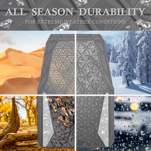 CAR PASS Bling Diamond Car Mats Gray Rubber Floor Mats Full Set Anti-Slip 3D Rhombus Waterproof Trim to Fit Liner Universal Glitter Crystal Sparkly Shining Rhinestone Girl Women SUV Sedan Van All Gray - color: Gray Rubber