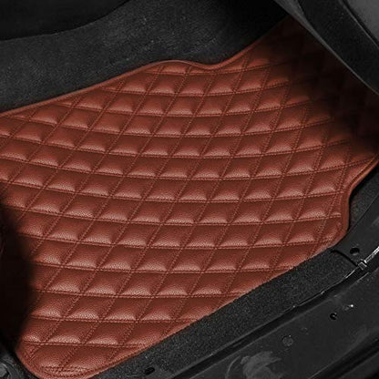 FH Group Luxury Universal Car Floor Mats - Brown PU Leather Diamond Design - Universal Fit Heavy Duty Non-Slip Mats for Sedan, SUV, Truck - color: Brown
