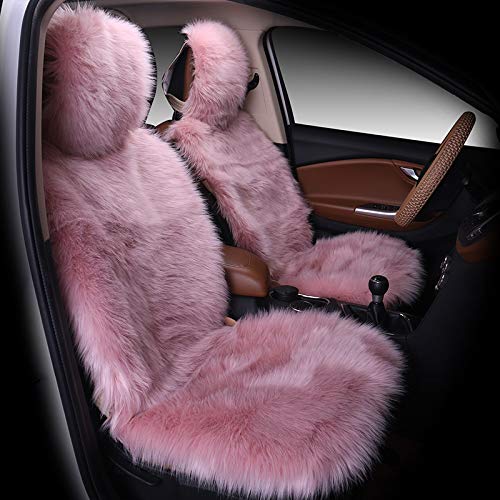 Maples 1Pc Faux Sheepskin Wool Fur Car Seat Cover for Cars SUV Trucks Universal Fit, Soft Plush Synthetic Wool Buck Fur Car Seat Cushions (Dusty Rose) - color: Dusty Rose
