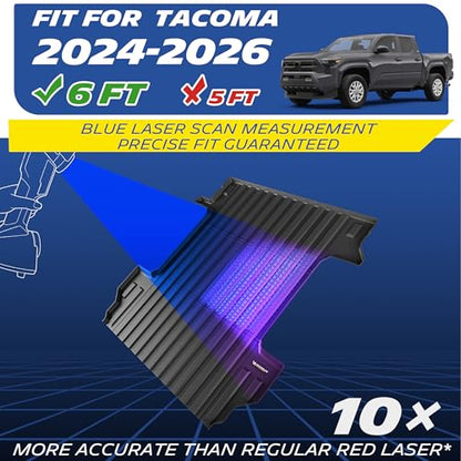 MICHELIN Truck Bed Mat for 2024 2025 2026 Toyota Tacoma - 6 FT / 73.5" Long Bed (Not Fit Drop-in Liners), All-Weather Truck Bed Liner, Custom Fit, Durable TPE Bedliner, Non-Slip - size: 1) Tacoma | 24-26 | 6 FT