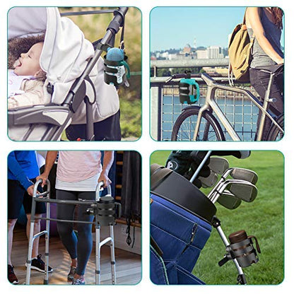 Accmor Stroller Cup Holder with Adjustable Strap, 360 Degree Rotatable Universal Cup Holder for Uppababy, Nuna, Doona Stroller, Drinks Holder for Wheelchair, Walker, Rollator