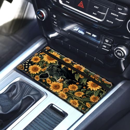 Car Registration and Insurance Holder for Women Men,Automobile License Document Card Holders Vehicle Glove Box Organizer Leather Accessories Driver Essential,Black Cow Sunflower - color: Black Cow Sunflower