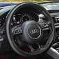 Haokay Heavy Duty Pure Cowhide Steering Wheel Cover, Black Genuine Leather Steering Wheel Cover Men Women Universal 14.5 to 15 Inch - color: BLACK-1
