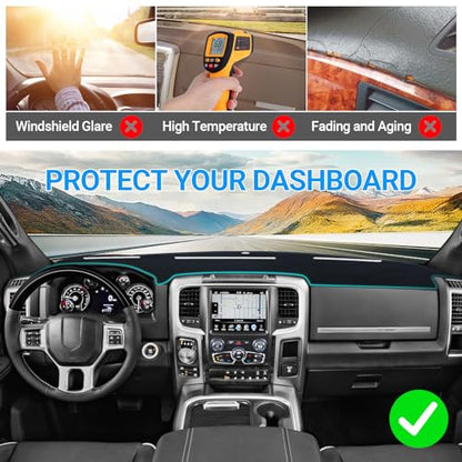 Dash Cover Mat Compatible with 2010 2011 2012 2013 2014 2015 2016 2017 2018 Dodge Ram 1500 2500 3500 Accessories Dashboard Cover Pad Carpet Dash Board Protector Sunshield Cover - size: 2016-2018 Ram 1500 2500 3500