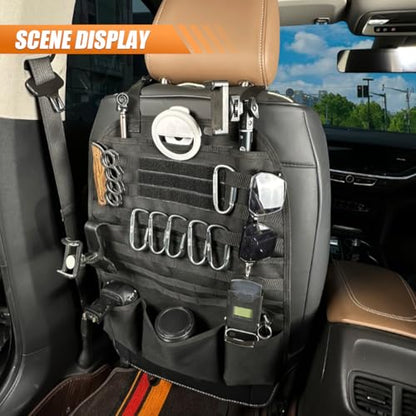 Tactical Molle Car Seat Back Organizer, Vehicle Panel Car Seat Back Cover Protector with 5 Storage Pouch, Universal Backseat Storage Organizer with USA Flag Patch for Car SUV Truck MPV (Black-1 Pc) - size: Black-1 Pc