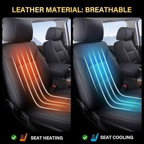 Coverado Chevy Silverado Seat Covers, Faux Leather Seat Covers Fit for Chevy Silverado GMC Sierra 2007-2025 1500, 2015-2025 2500HD 3500HD Crew Double Extended Cab (Front, Black) - color: Black, size: Front(2007-2025)