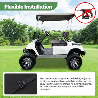 Golf Cart Seat Covers Fit for Yamaha Club Car EZGO Ordinary Front Rear Seat Cushion Waterproof Vinyl Leather Breathable Comfortable Replacement Black Seat Cover Anti-Scratch