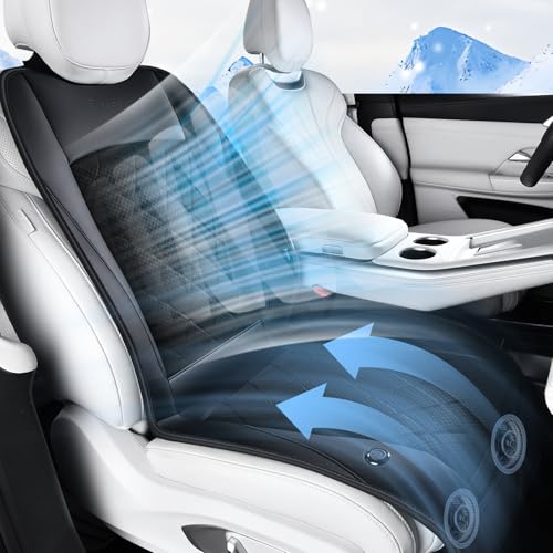 FLORICH Cooling Car Seat Cover, Ventilated Seat Cushion Cooling Car Seat Pad for Summer Driving with 2 Powerful Turbo Fans Universal Fit for Car SUV Truck Van-Black - color: Black