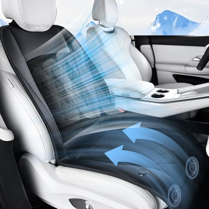 FLORICH Cooling Car Seat Cover, Ventilated Seat Cushion Cooling Car Seat Pad for Summer Driving with 2 Powerful Turbo Fans Universal Fit for Car SUV Truck Van-Black - color: Black
