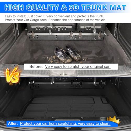 Cartist Cargo Mat for Dodge Grand Caravan 2008-2020/Chrysler Town & Country 2008-2016 Behind 3rd Row Seat Cargo Liner for Grand Caravan Accessories TPE All Weather Trunk Mat - size: 4)Chrysler Town & Country 2008-2016