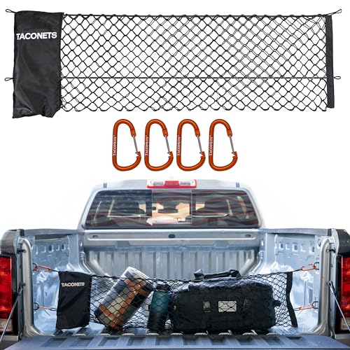 TacoNets Envelope Cargo Net for Colorado/Canyon - Fits 2023-Current - Upgraded 5mm Bungee - Integrated Storage Bag - Heavy Duty Carabiners - Designed in USA - style: Chevy Colorado / GMC Canyon 2023+
