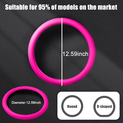 JDDRY Steering Wheel Cover - Silicone Protector, Universal Fit, 1PC (Rose Red) - color: Rose Red