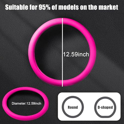 JDDRY Steering Wheel Cover - Silicone Protector, Universal Fit, 1PC (Rose Red) - color: Rose Red