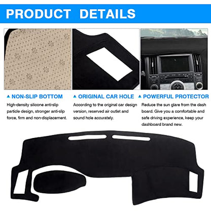 Autorder Dashboard Cover Mat for 2003-2008 Infiniti FX35/ FX45/ FX50 1st Gen (S50) Accessories Dash Cover Suede Dash Mat Sunshade Glare UV Rays Protector - size: For Infiniti FX35/FX45/FX50 2003-2008
