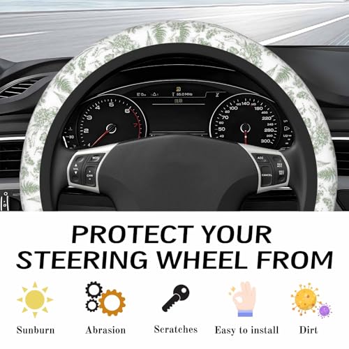 Steering Wheel Cover Accessories Neoprene Cover, Breathable Non-Slip Easy to Install Suitable for Women Men, 14.5-15.5 Inch for Car SUV Van Truck Universal - Green Plants - color: Green Plants