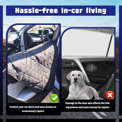 Yitexin 1 Pair Car Door Protector for Dogs, Waterproof & Anti-Slip Pet Car Door Covers, Black Vehicle Dog Car Window Protector Scratch Guard Accessories from Scratching (Oxford & PP)