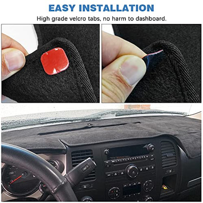 Dashboard Cover Compatible with 2007-2013 Chevy Silverado GMC Sierra with Two Glove Boxes Dash Cover Mat Black Premium Carpet - size: 2007-2013 Silverado and Sierra