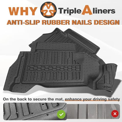 TripleAliners for Tacoma 2024 2025 2026 Double Cab Floor Mats (Fit Hybrid ONLY) All Weather Floor Liners Compatible with 2024+ Toyota Tacoma Accessories Front & Rear Mats Custom Fit(Not for Gasoline) - size: Tacoma | Hybrid | 2024+
