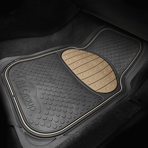 FH Group Heavy-Duty Car Mats - Universal Fit, Trimmable Rubber Floor Mats, Sedans, SUVs, Trucks - Beige - color: Beige