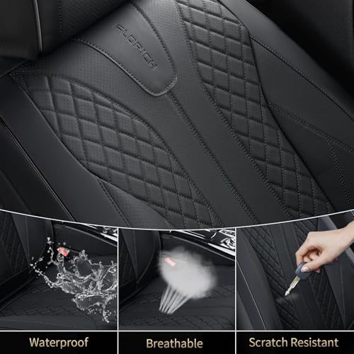 Leather Automotive Seat Covers, Waterproof Seat Covers, Black Front Car Seat Cover, Full Coverage Car Seat Covers 2 Pack Car Seat Cushion Protector Universal Fit for Most Cars SUV Trucks