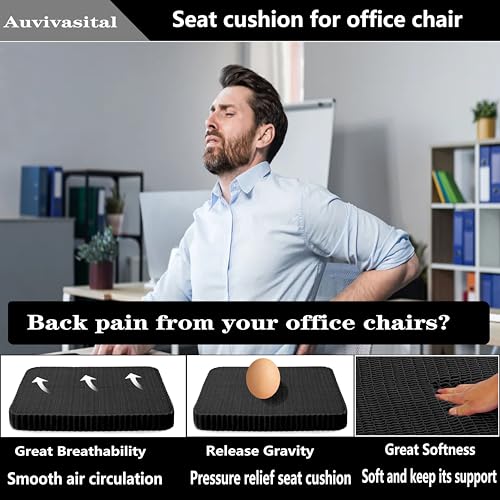 Innovative Gel Seat Cushion for Long Sitting, Soft and Breathable, Seat Cushion for Back, Sciatica, Hip, Tailbone Pain Relief, Used for The Office, Wheelchair, Car, Recliner, Stadium, Kayak.(Black)