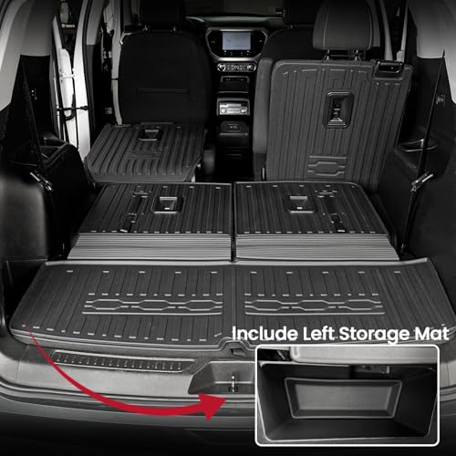 Cargo Mat Backrest Mats 2-in-1 Design for 2017-2023 GMC Acadia 6/7 Seats Accessories, All-Weather TPE Trunk Mat Cargo Liner Protector SLE/SLT/AT4/DENALI(Cargo Mat with Backrest Mats)