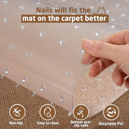 Carpet Protector for Cats & Dogs, 3.6 Ft Clear PVC Doorway Mat, Heavy Duty Anti Scratch Threshold Protector, Non-Slip Pet Damage Guard