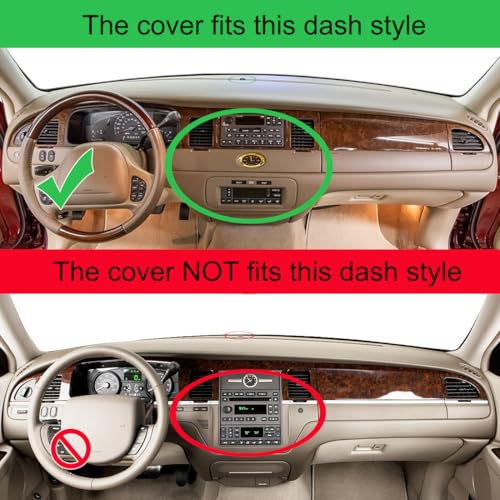 Dash Cover Mat Custom Fit for Lincoln Town Car with Climate Sensor with Light Sensor Dashboard Pad Cap Carpet Protector K315 (Black)