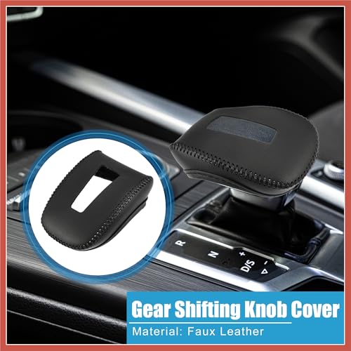 ACROPIX Gear Shifting Knob Cover Automatic Transmission Lever Trim for Mitsubishi Outlander PHEV GN0W GN Series 2022-2023 Faux Leather Black Car Parts