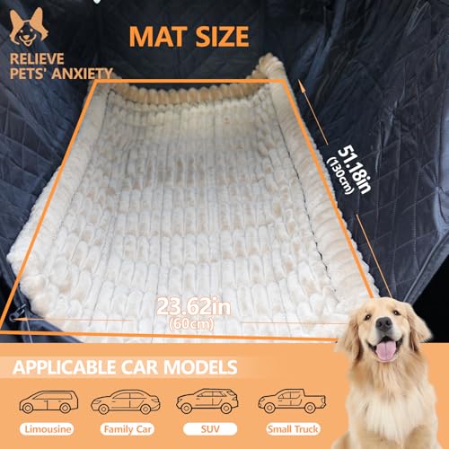 Dog Car Seat Cover 2 Piece Seat Waterproof Hammock and Brown Cover,Scratch Proof Nonslip Back Seat Pet Bed Mat for Travel Durable Soft Back Seat Covers for Cars Trucks and SUVs